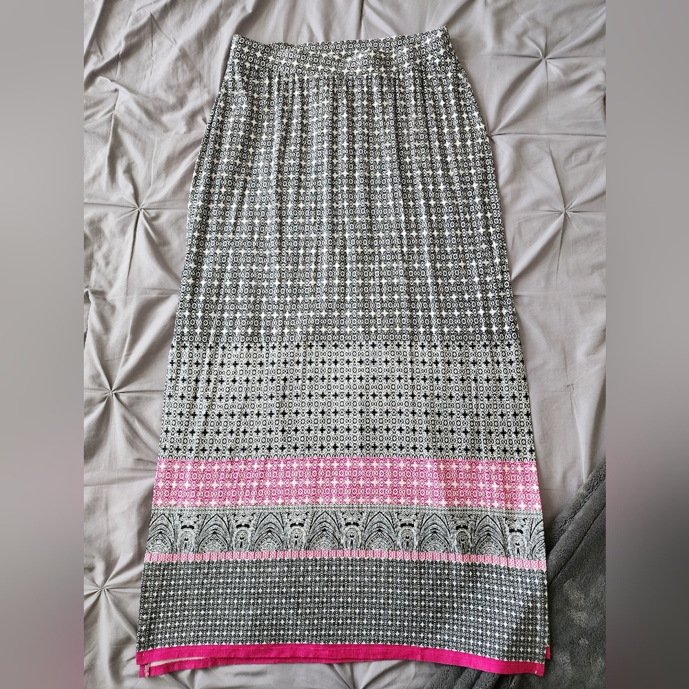 Lane Bryant | Maxi Skirt | Geometric Print | Black/White/Pink | 14 - 16